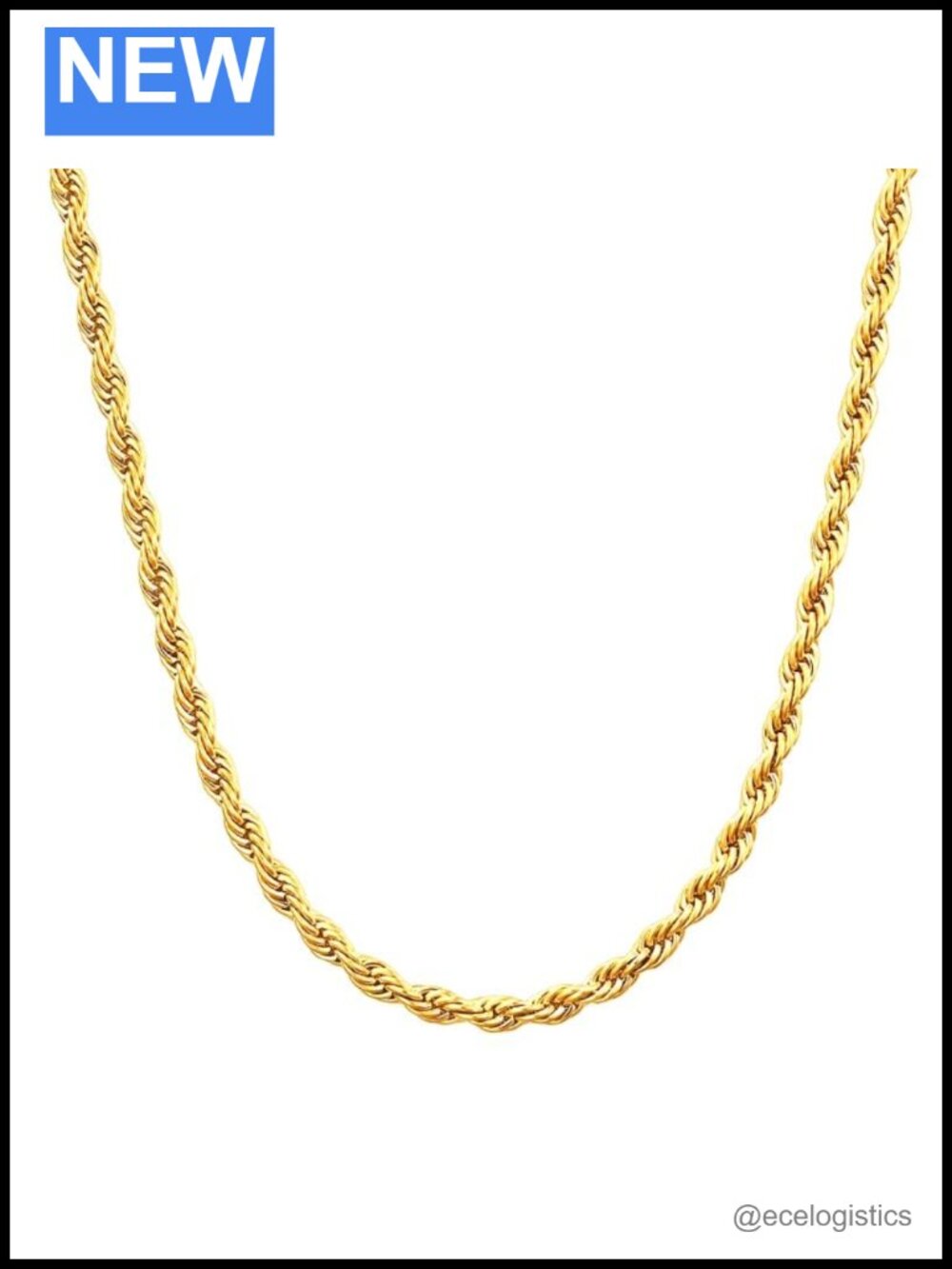 14K Solid Gold Rope Chain Necklace 22" 2.2mm Unisex